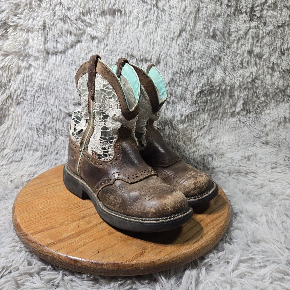 Ariat Fatbaby Cowboy Boots Womens Size 6 Camo Brown Leather Floral Stockman